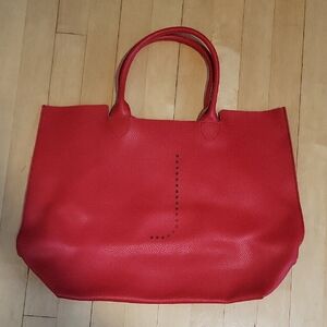 Mark And Graham Red Leather Tote Bag Purse -  J